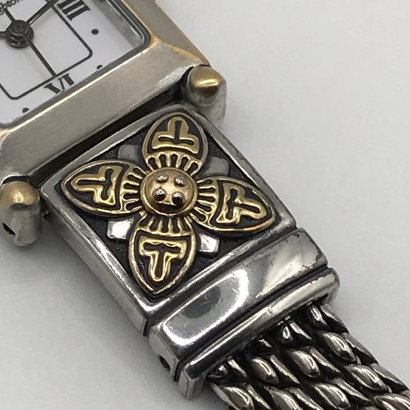 Brighton Watch Monroe Silver & Gold Plate Toggle Clasp Vintage Look New Battery - Picture 7 of 17